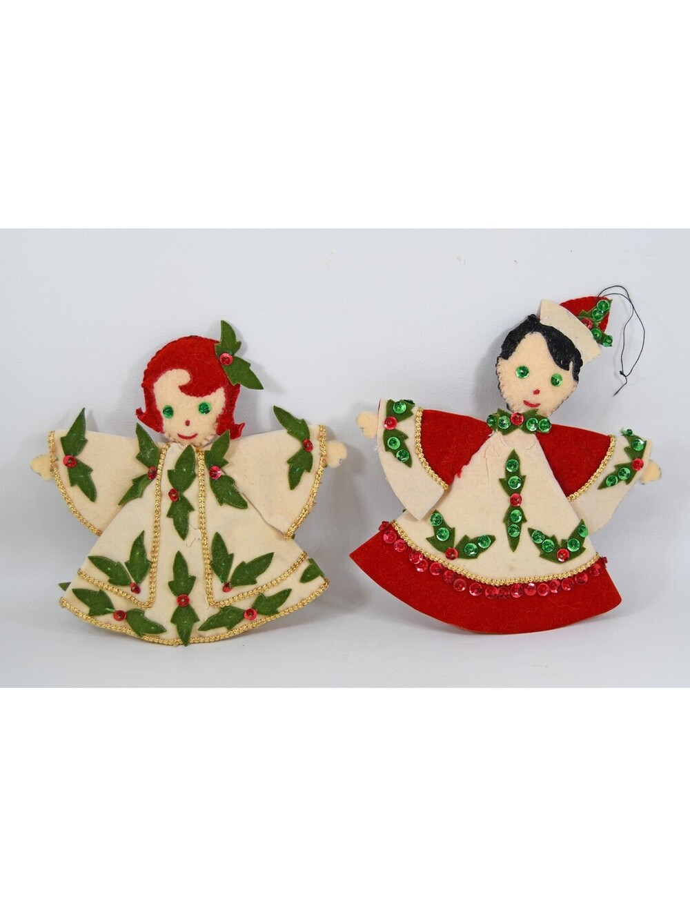 VTG 1950s Bucilla Angels Sequin Jeweled Felt Christmas Ornaments #1273 MCM AS IS